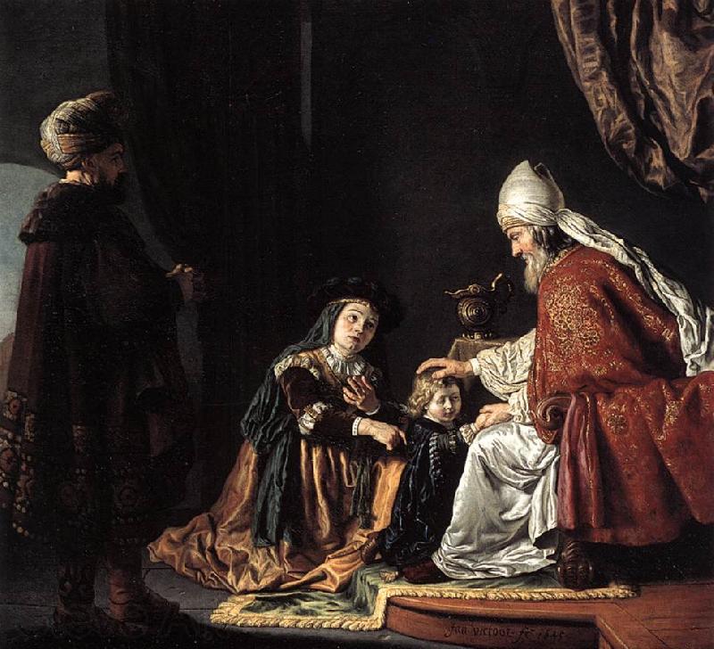 VICTORS, Jan Hannah Giving Her Son Samuel to the Priest ar Norge oil painting art